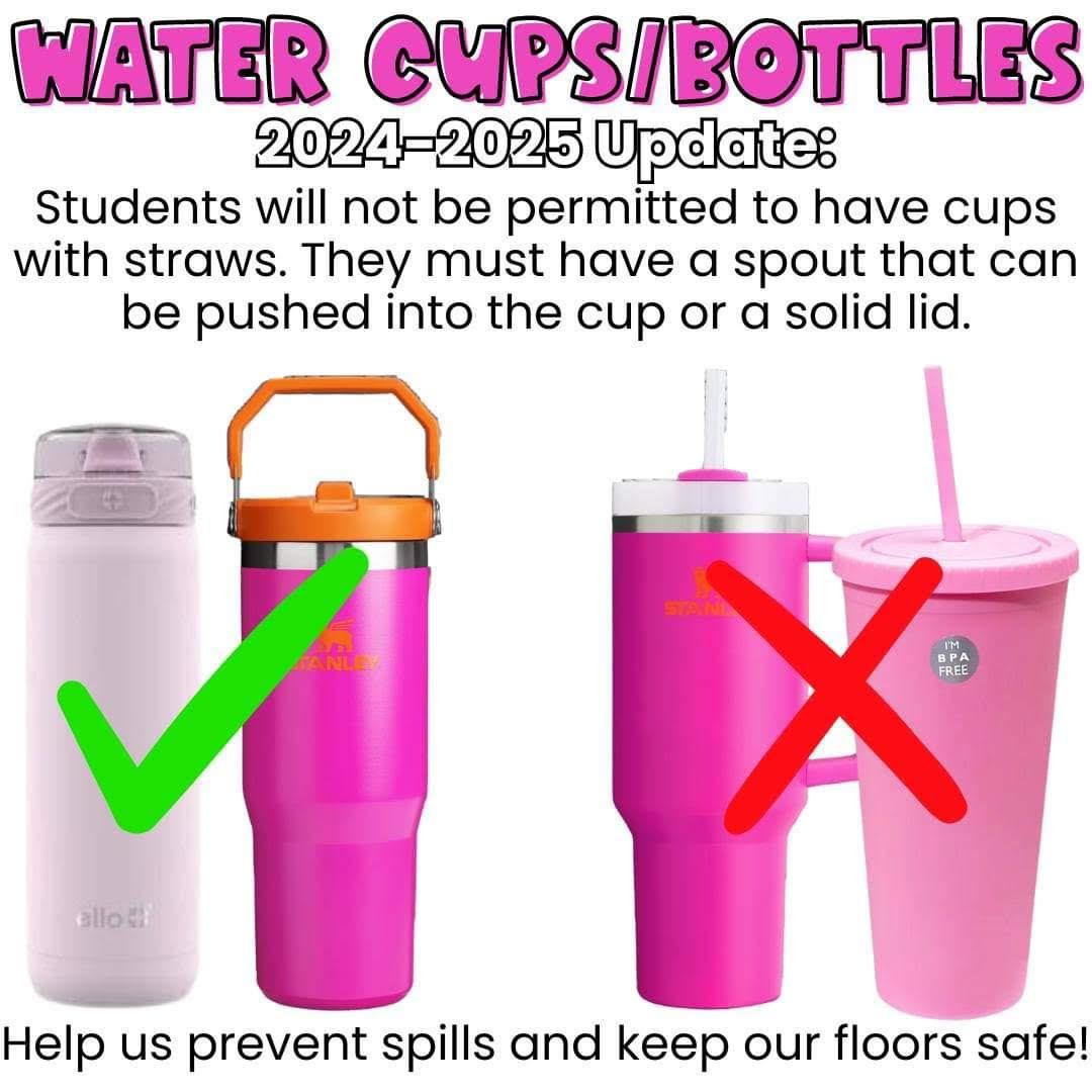 Water bottles with straws are prohibited in 2024-2025